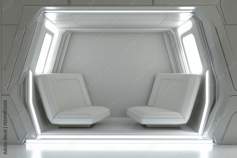 Modern and Minimalist Interior of Futuristic Waiting Space Modern and Minimalist Interior of Futuristic Waiting Space