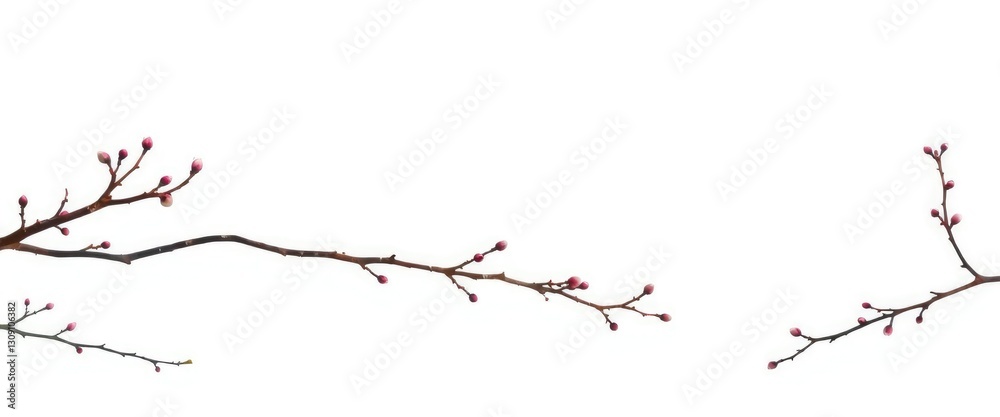 Obraz premium Stark, isolated branches against pure white backdrop, organic, twigs