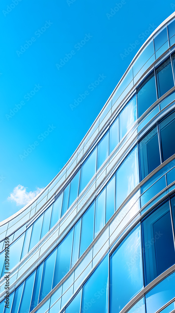 Obraz premium A modern office building with curved glass windows 