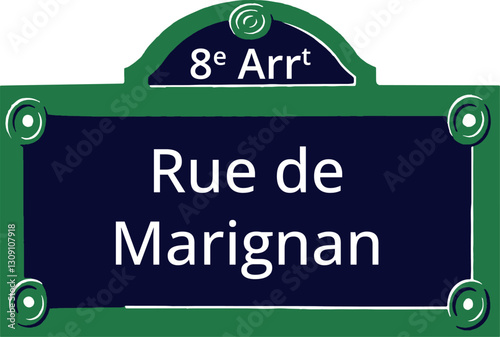 8e Arrt, Elegant Parisian Street Sign