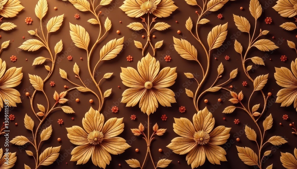 Seamless brown floral pattern, elegant design, retro, art Seamless brown floral pattern, elegant design, retro, art