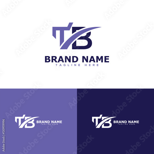  Initial monogram TB T B Logo Design with 3 Different Colors in letter Style Design