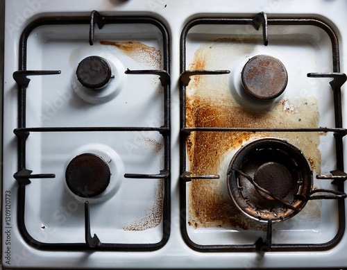a gas stove with grease