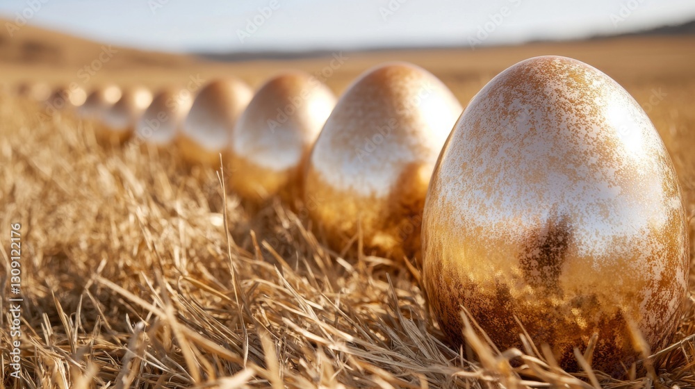 Golden Eggs in a Hay Field Golden Eggs in a Hay Field