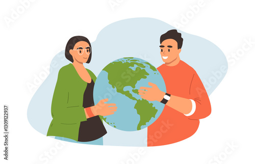 vector hand drawn illustration in flat style on the theme of earth day, save the planet, peace