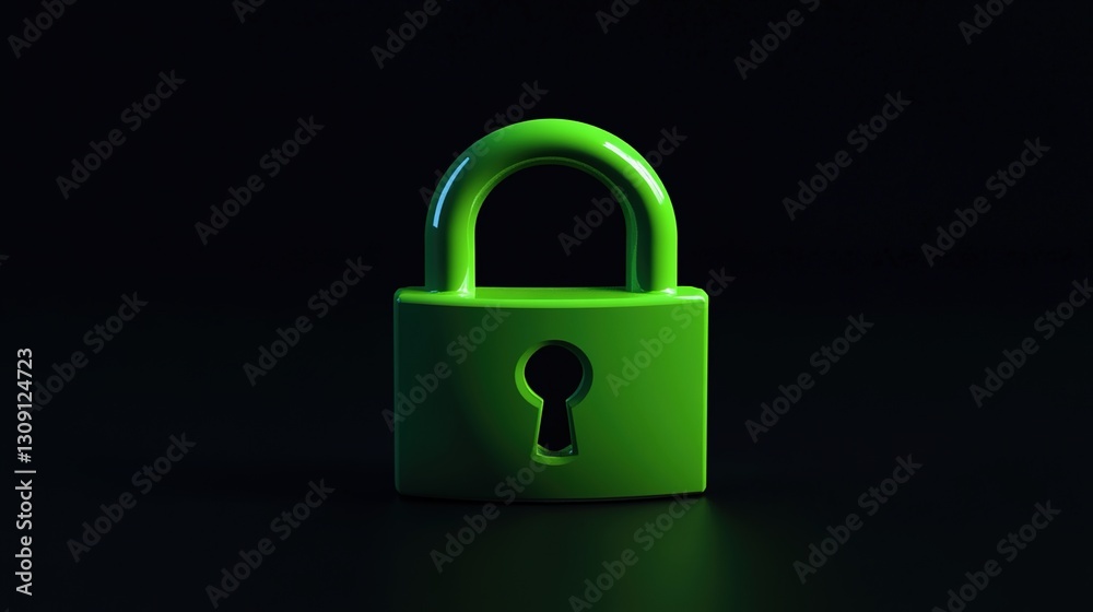 Fototapeta premium A padlock on a black background, in a simple, minimalistic style. 