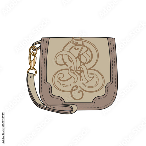 Leather satchel bag for women vector design technical flat drawing by adobe illustrator.