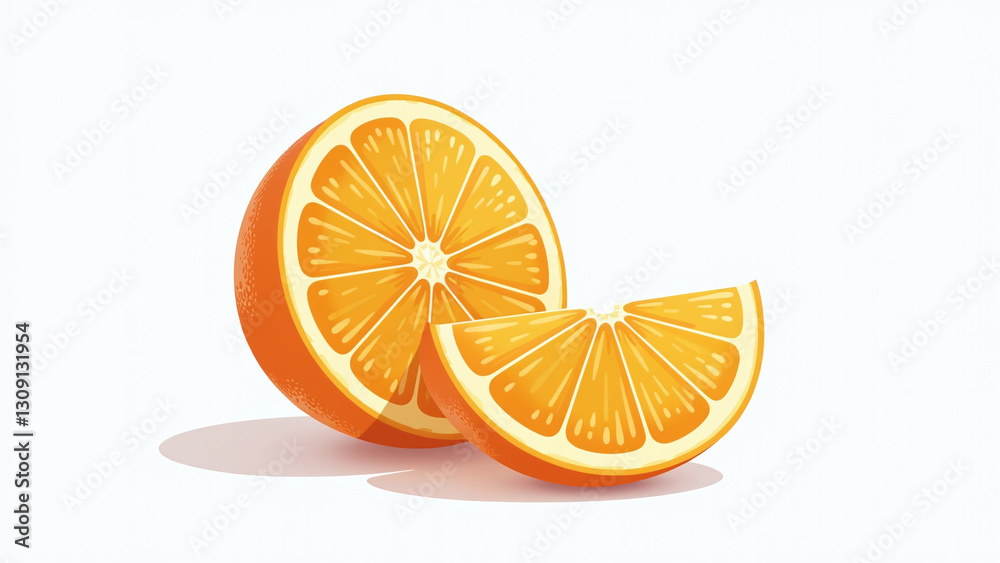 half orange isolated white surface simple vector illustration style clean lines bright half orange isolated white surface simple vector illustration style clean lines bright
