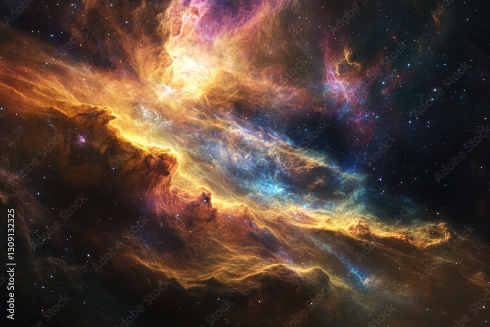 Fototapeta premium Colorful cosmic clouds illuminate the universe in a breathtaking cosmic landscape