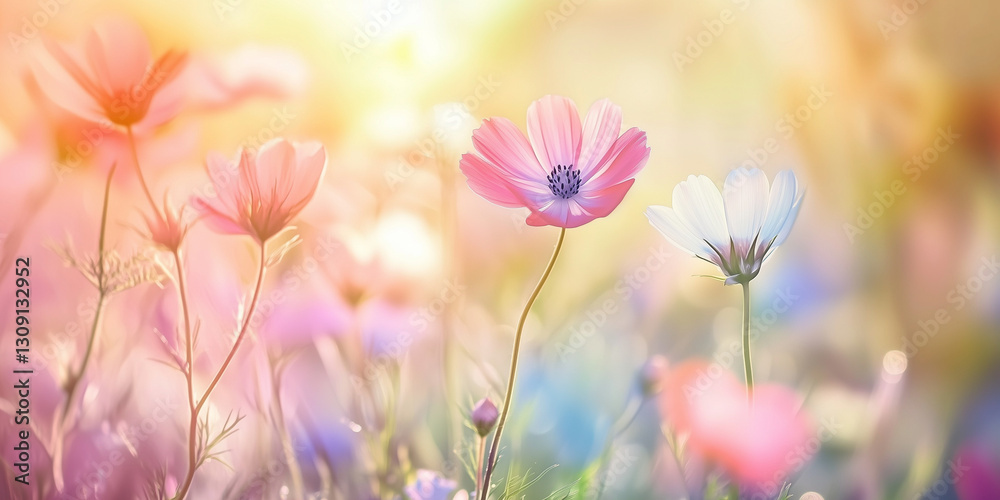 Colorful spring flowers in the sunlight. Beautiful nature background for cosmetics, spa, perfume, beauty salon, florist shop, invitation, Colorful spring flowers in the sunlight. Beautiful nature background for cosmetics, spa, perfume, beauty salon, florist shop, invitation,