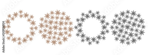 Stylized Star Anise Circle Frame and Background Spicy Day decorative Copy space Template idea Set 4
