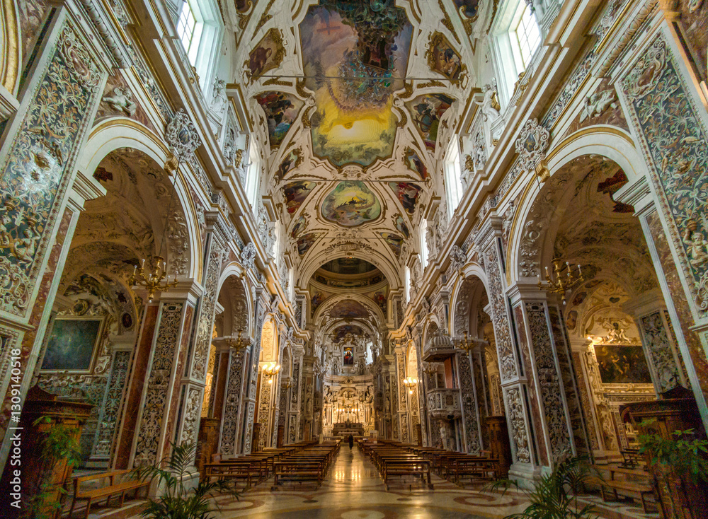 Fototapeta premium Palermo, Italy - a Unesco World Heritage and one of the most beautiful churches in Italy, Casa Professa (Church of the Gesù) is one of the highlights of Palermo