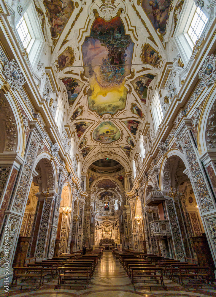 Fototapeta premium Palermo, Italy - a Unesco World Heritage and one of the most beautiful churches in Italy, Casa Professa (Church of the Gesù) is one of the highlights of Palermo