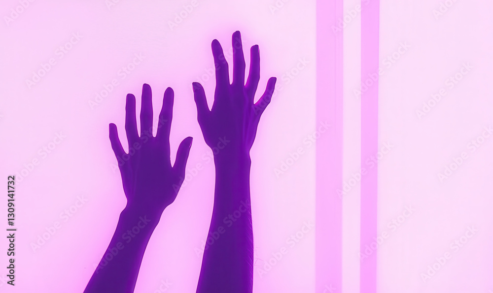 Exploring Emotional Expressions Through Silhouetted Hands Against a Vibrant Purple Background Exploring Emotional Expressions Through Silhouetted Hands Against a Vibrant Purple Background
