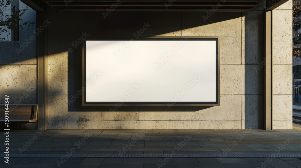 Blank digital billboard mockup in train station platform. Modern design. Empty space for advertisement. Suitable for marketing presentations retail ads. Horizontal outdoor advertising media display. Blank digital billboard mockup in train station platform. Modern design. Empty space for advertisement. Suitable for marketing presentations retail ads. Horizontal outdoor advertising media display.