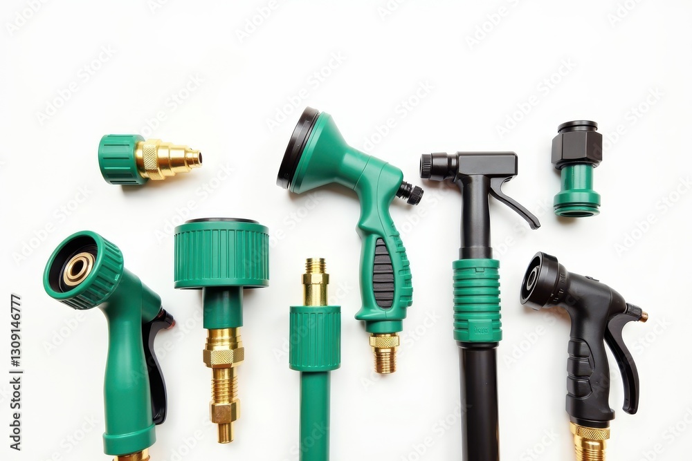 Assorted garden hose tools for effective watering Assorted garden hose tools for effective watering