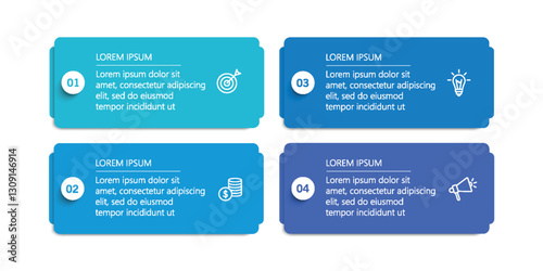 Business vector infographic template with 4 options or steps. Can be used for workflow layout, diagram, annual report, web design	
