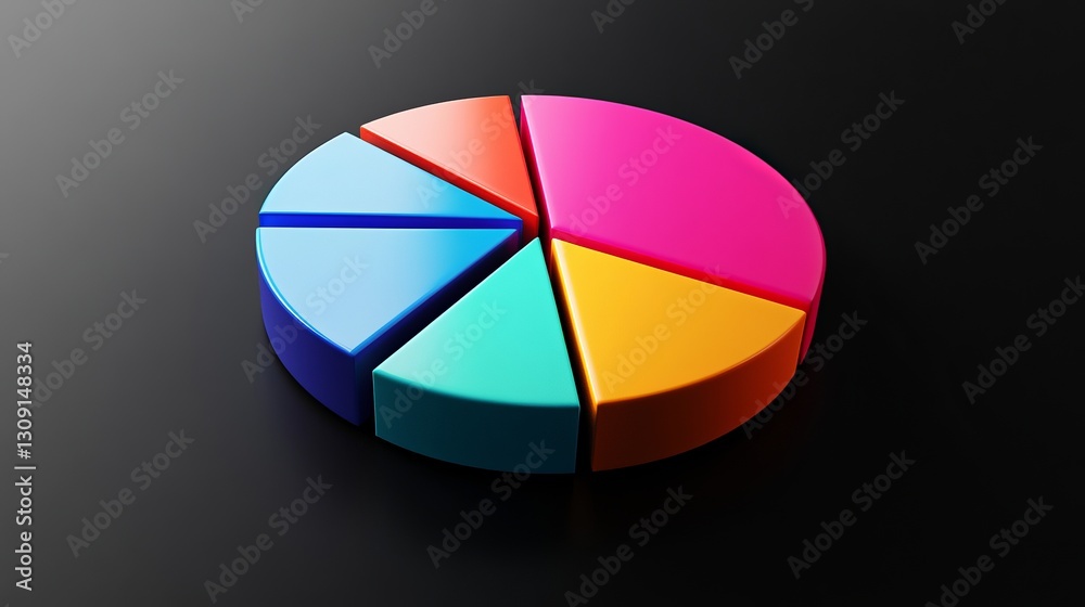 Fototapeta premium Colorful 3D Pie Chart Data Visualization Business Infographic Presentation Graphic Design Element Modern Abstract Marketing Report Statistics 