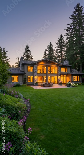 Wallpaper Mural Luxury Modern Home at Night Torontodigital.ca