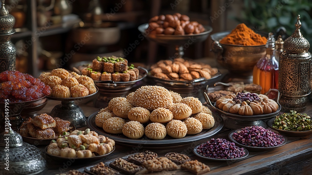 Assorted Middle Eastern Sweets and Desserts with Nuts Dried Fruits and Spices
Assorted Middle Eastern Sweets and Desserts with Nuts Dried Fruits and Spices