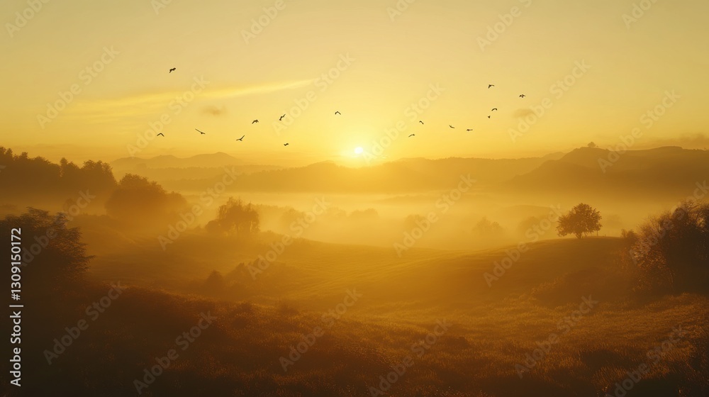 Obraz premium A Beautiful Sunrise Over a Scenic Place 