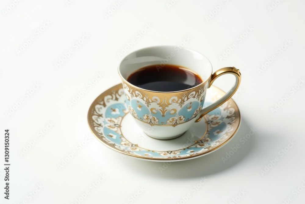 Elegant coffee cup on a decorative saucer Elegant coffee cup on a decorative saucer