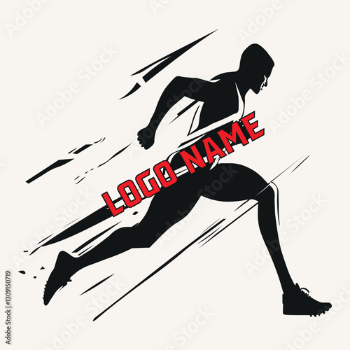 running logo, running man symbol, sport and competition concept background