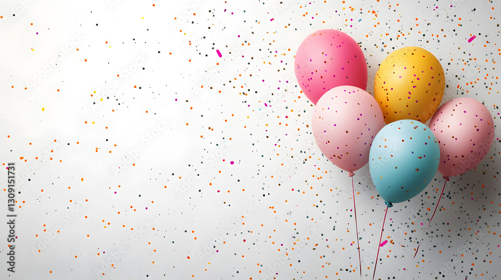 Fototapeta premium birthday party balloons, colourful balloons background and birthday cake with candles 