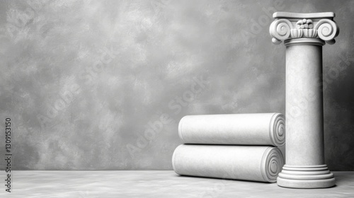 Stone column on a neutral background