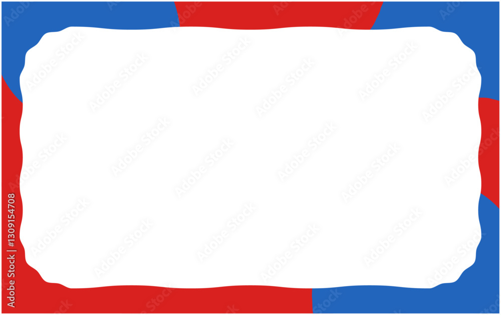 Fototapeta premium POP frame in the image colors of the 2025 Osaka Expo - red and blue botanical illustrations