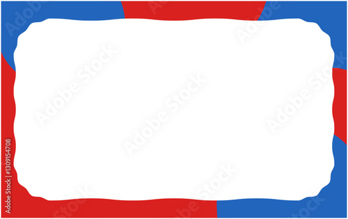 POP frame in the image colors of the 2025 Osaka Expo - red and blue botanical illustrations