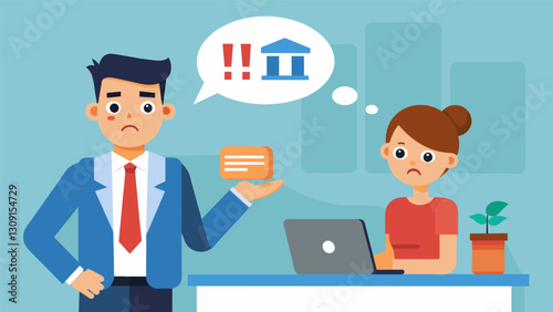 The loan officer took the time to explain the consequences of missing loan payments or defaulting on the loan urging the student to always communicate. Vector illustration