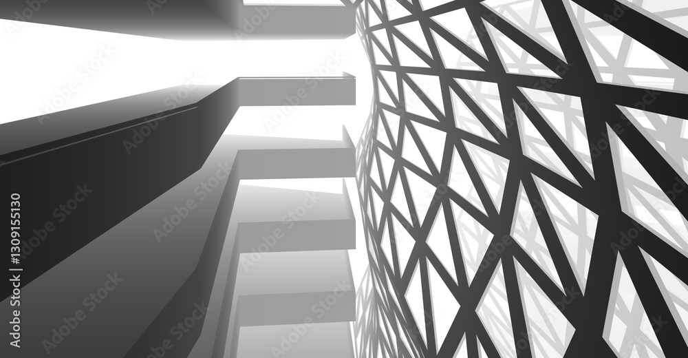 Fototapeta premium Futuristic Architectural Abstract – Geometric Structures and Modern Urban Design