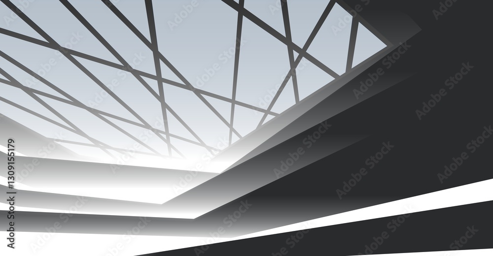 Fototapeta premium Futuristic Architectural Abstract – Geometric Structures and Modern Urban Design