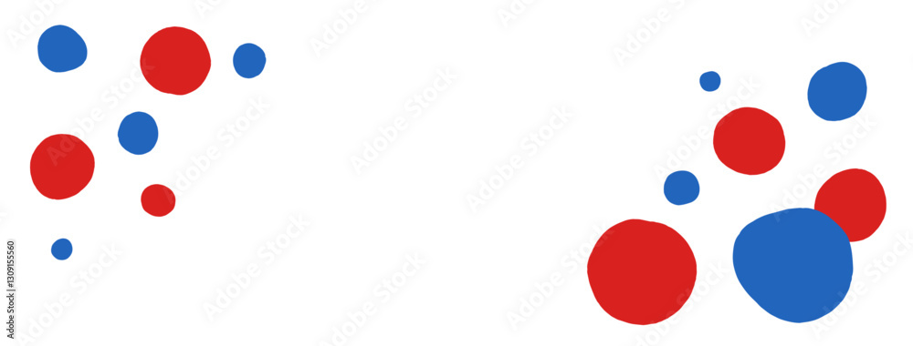 Obraz premium Image color of 2025 Osaka Expo - red and blue pop polka dot frameVector illustration Title banner Event poster material Natural and cute pop colorful design