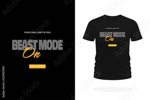 Beast Mode On Motivational Typography T-Shirt Design