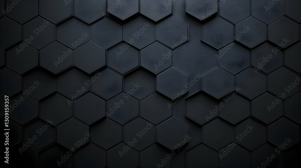 Abstract Hexagonal Patterned Wall Surface Design in Black with Metallic Texture Abstract Hexagonal Patterned Wall Surface Design in Black with Metallic Texture
