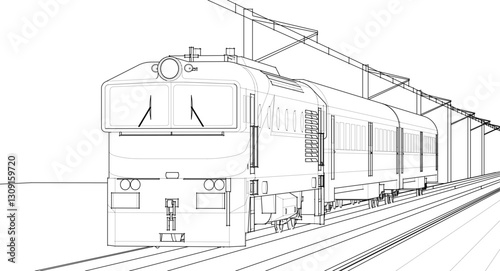 modern train locomotive 3D illustration