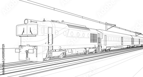 modern train locomotive 3D illustration
