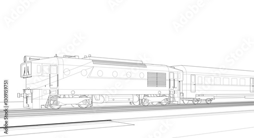 modern train locomotive 3D illustration