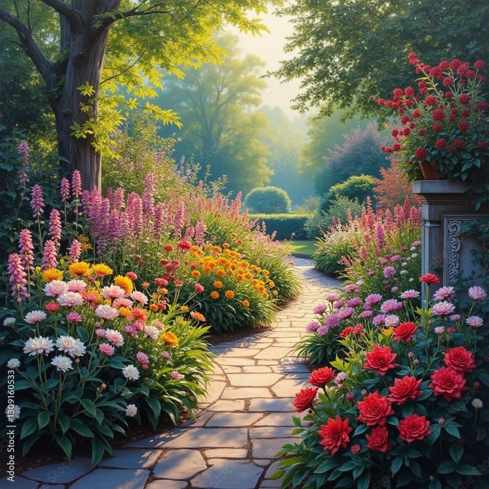 Fototapeta premium garden with flowers