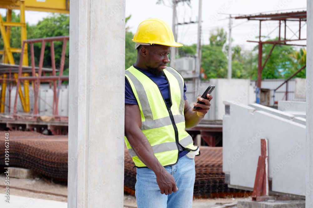 Male engineer working at construction site. Male engineer working at construction site.