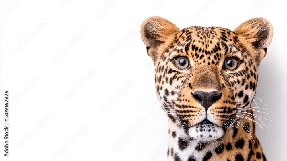 Obraz premium Realistic leopard face looking at the camera