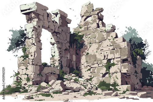AI-generated illustration of a demolished building
