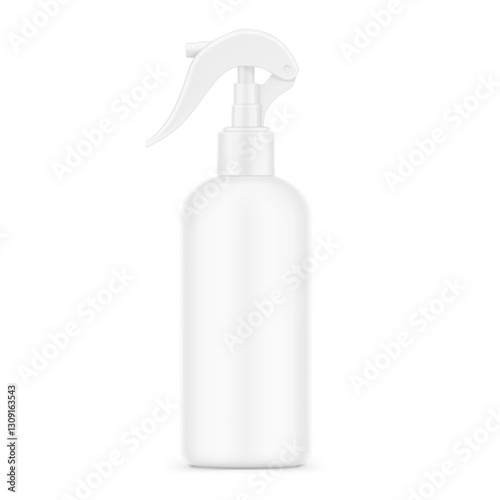 Realistic spray plastic bottle mockup. Vector illustration isolated on white background. Сan be used for cosmetic, medical, sanitary and other needs. EPS10.