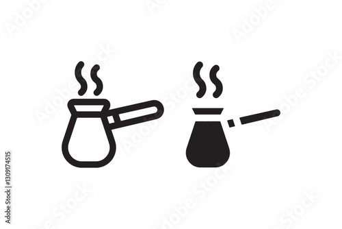 Turkish coffee pot icon in black and white Vector