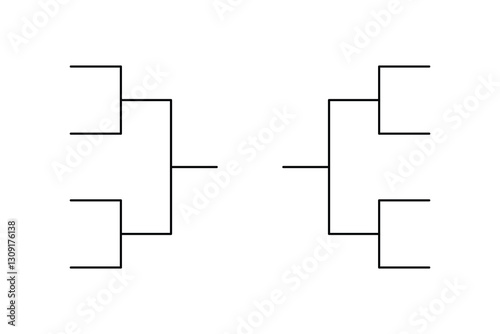 Simple black tournament bracket template for 8 teams isolated on white