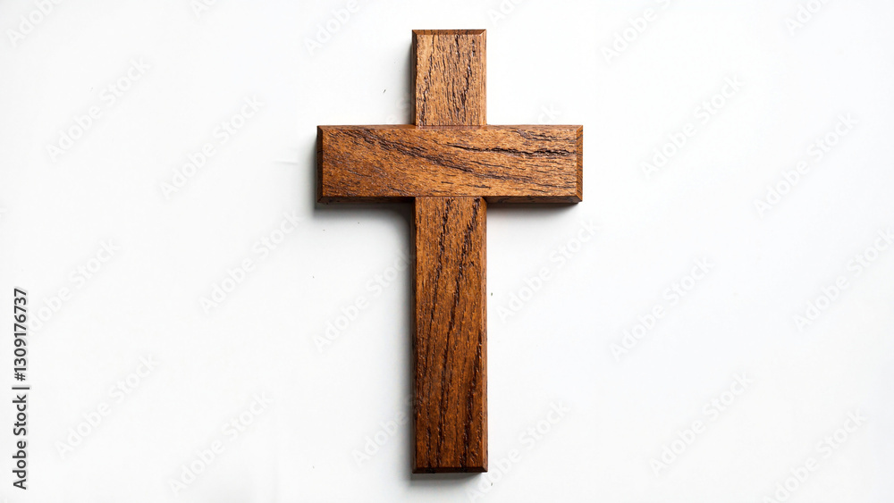 Wooden Cross Isolated on White Background | Religious Symbol for Easter Promotions, Church Media, and Faith-Based Designs Wooden Cross Isolated on White Background | Religious Symbol for Easter Promotions, Church Media, and Faith-Based Designs