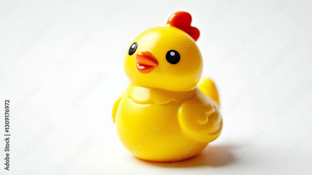 Vibrant Toy Rubber Yellow Chicken Isolated on White Background | Perfect for Easter Marketing, Children's Products, and Seasonal Promotions Vibrant Toy Rubber Yellow Chicken Isolated on White Background | Perfect for Easter Marketing, Children's Products, and Seasonal Promotions
