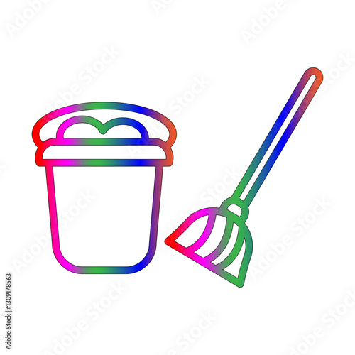 Floor mop line gradient icon